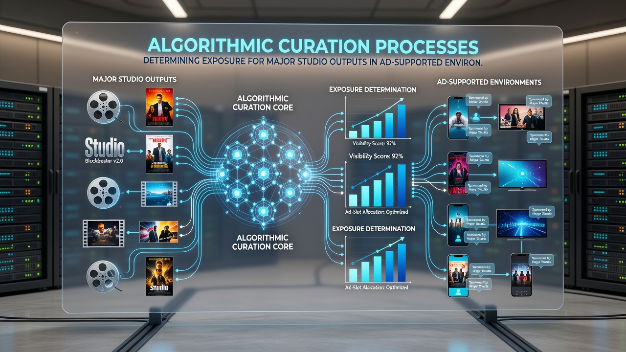 Flowchart showing how performance signals influence content exposure on registration-free streaming services