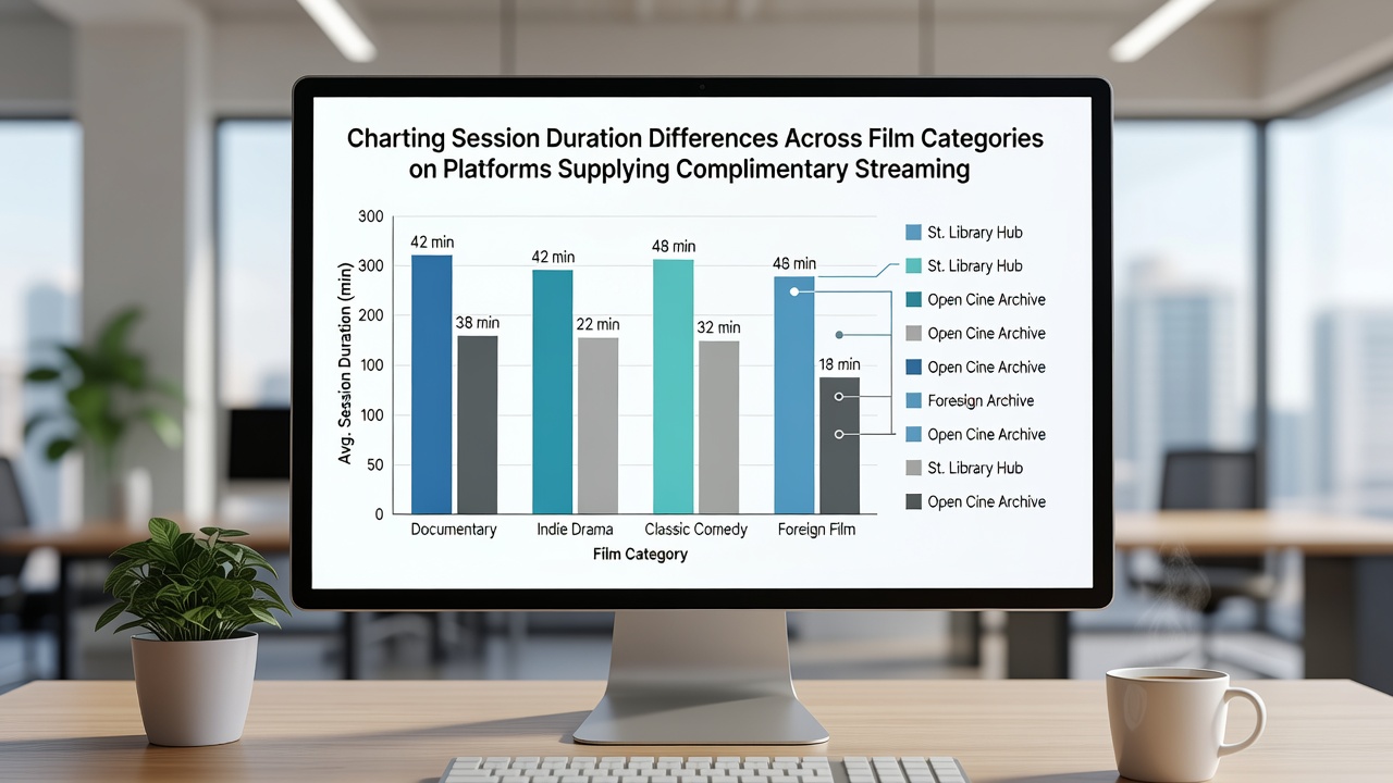 Graph comparing session lengths for action, drama, comedy, and sci-fi films on free streaming sites