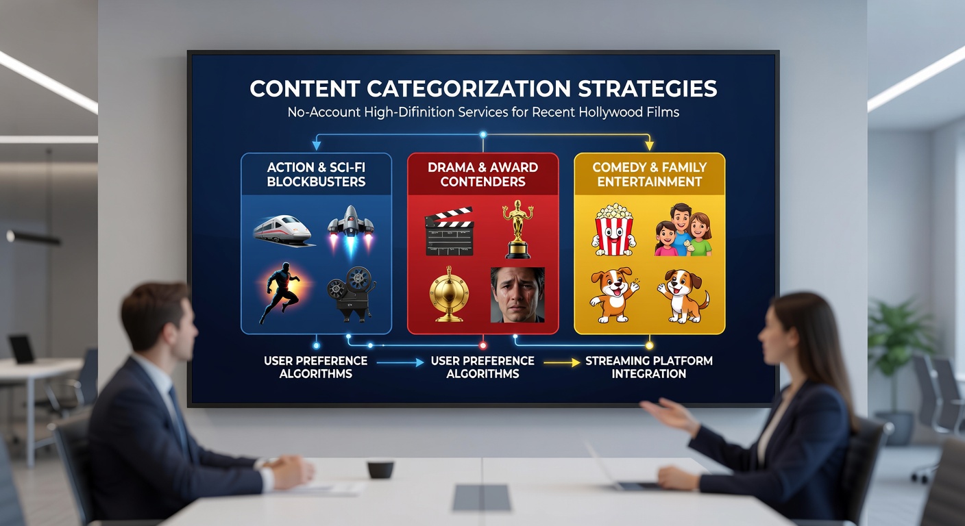 Example of genre-based navigation interface in a registration-free HD service displaying recent films