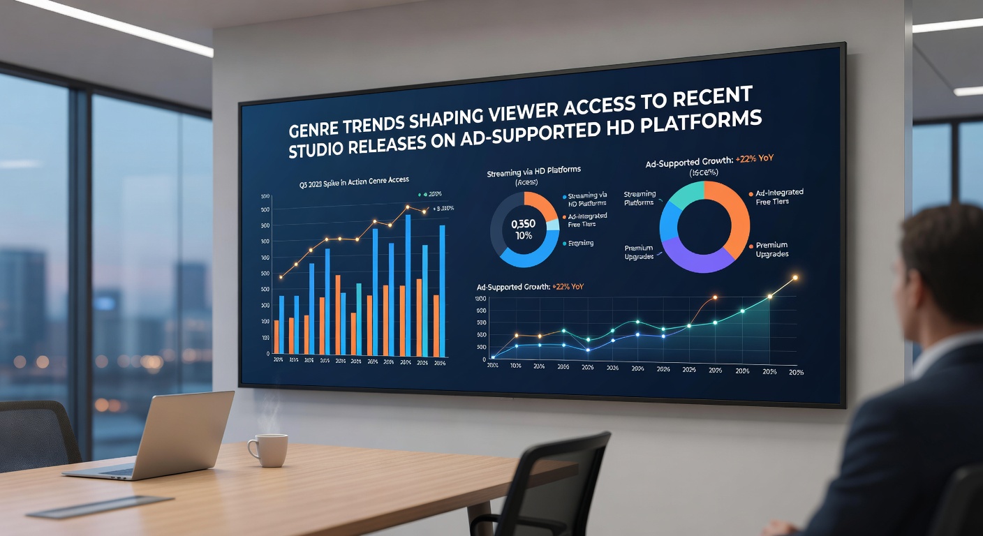 Chart displaying viewer access statistics for various genres on HD ad-supported services during spring 2026
