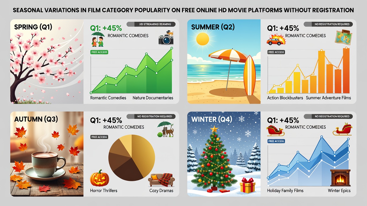 Chart showing monthly shifts in film category selections on account-free HD platforms