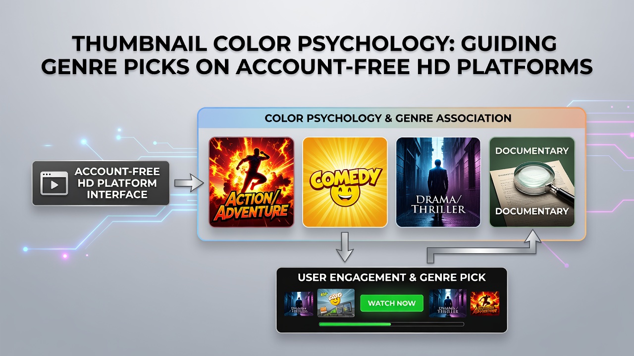Color variations in streaming thumbnails for different film genres on registration-free platforms