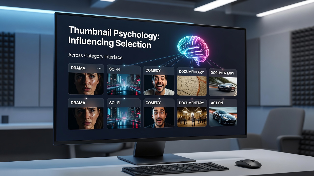 Category interface layout displaying varied thumbnail styles for contemporary studio films on ad-supported HD platforms