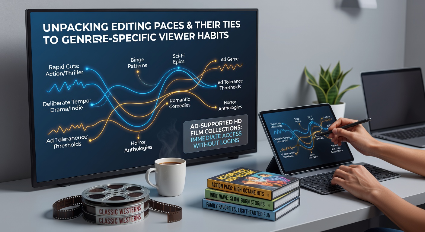 Visual breakdown of editing pace variations across film genres in ad-supported HD collections